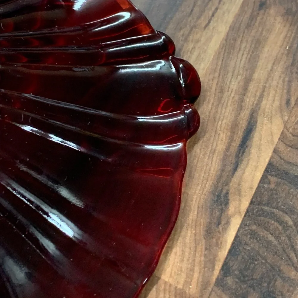Vintage Anchor Hocking Old Cafe Royal Ruby Red Plate Candy Dish Bowl